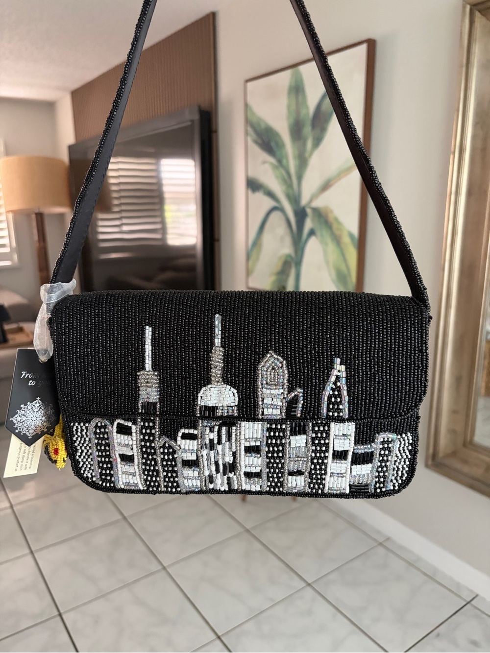 New release NYC skyline beaded shoulder bag